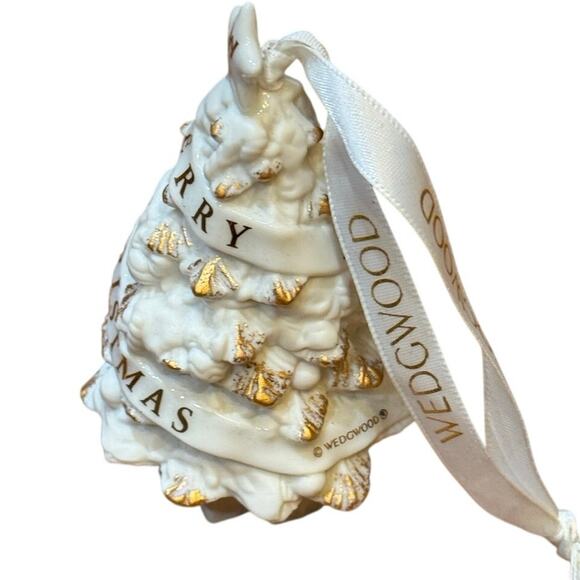 Vintage Wedgwood 2002 Merry Christmas Tree Ornament Classic White Gold In Box - Picture 8 of 14